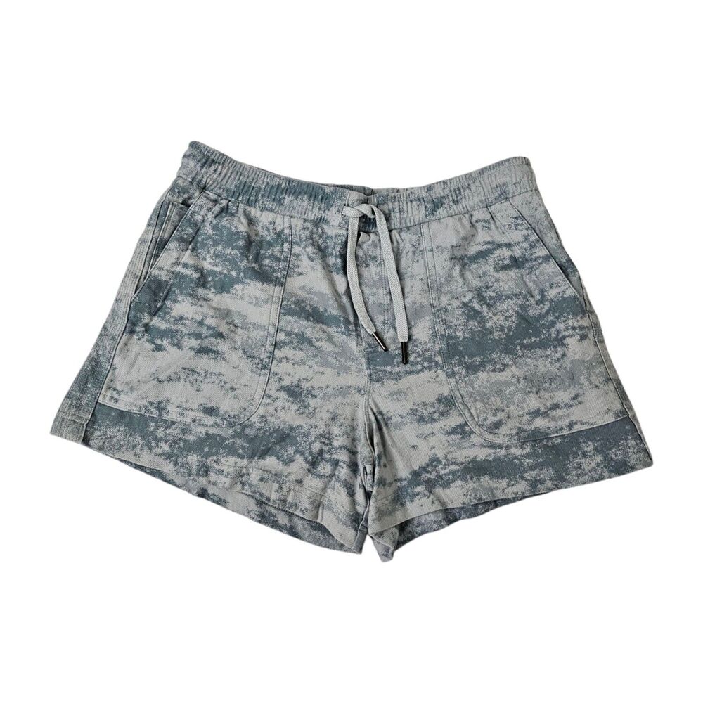 Athleta Farallon Shorts Womens Medium Fog Camo Coast Gray Tie‎ Dye Stretch Beach
